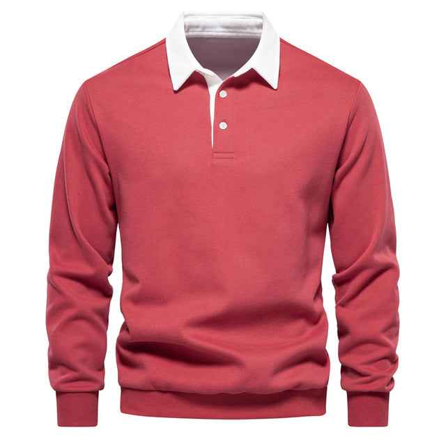 Men's Long Sleeve Polo Shirt Slim Fit Casual