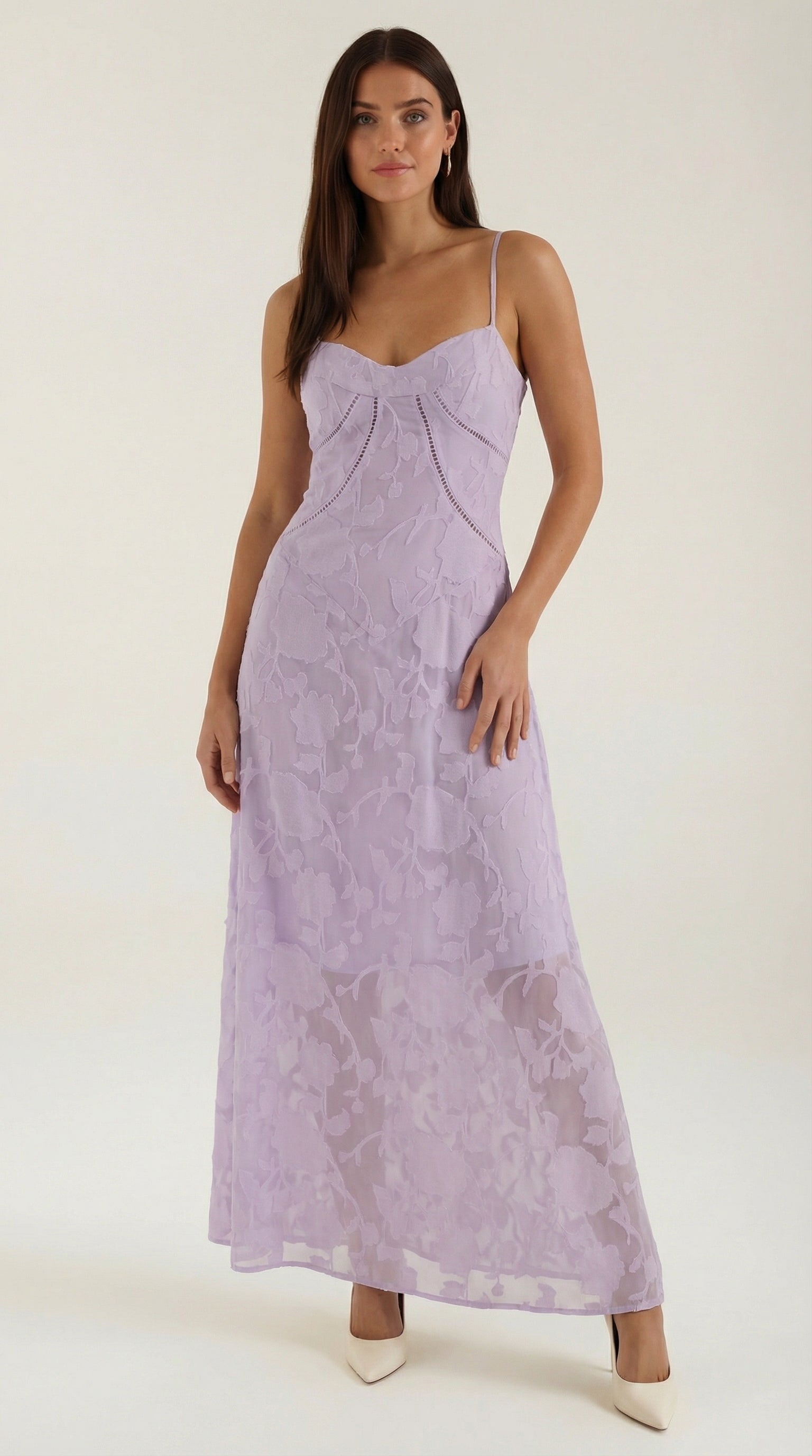 Women's maxi dress fitted jacquard spaghetti straps sweetheart neckline