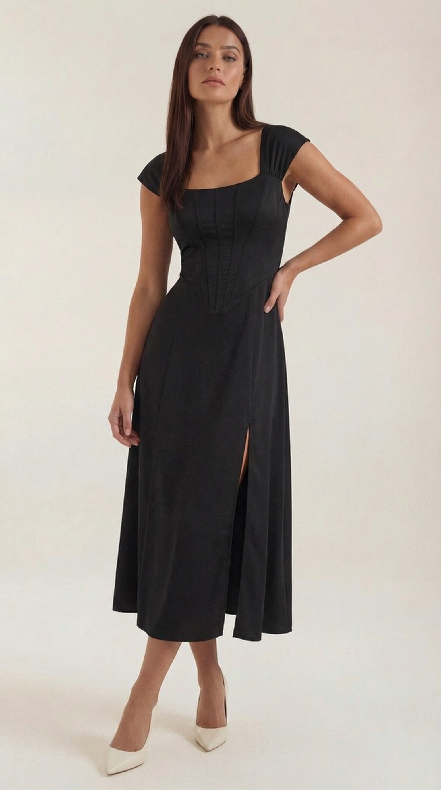 Women's midi dress A-line vintage floral print bustier style spaghetti straps