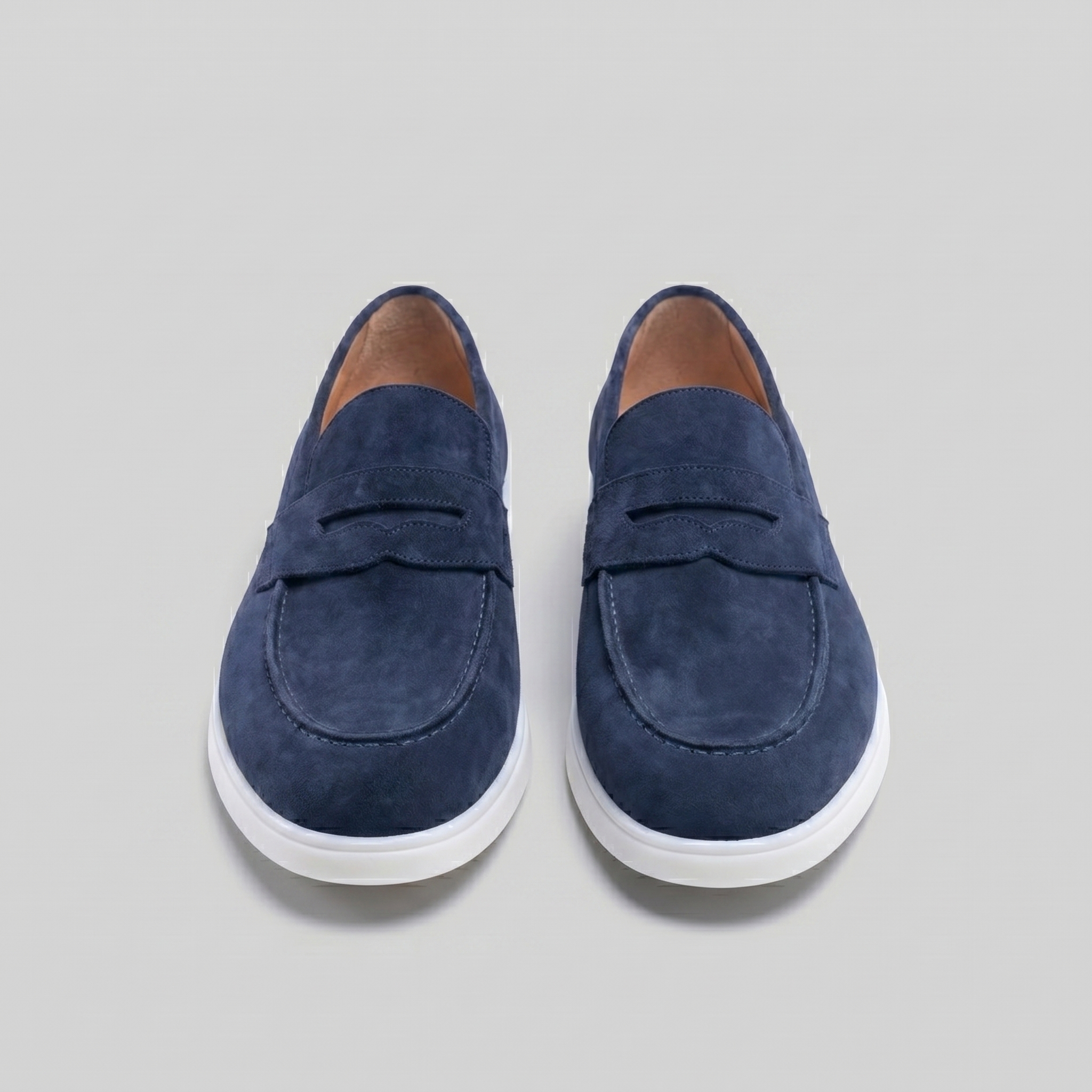 Men's Suede Penny Loafers White Sole Casual