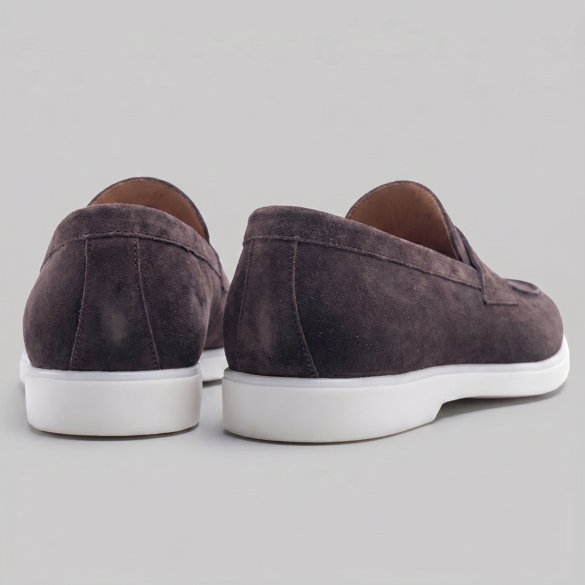 Men's Suede Penny Loafers White Sole Casual
