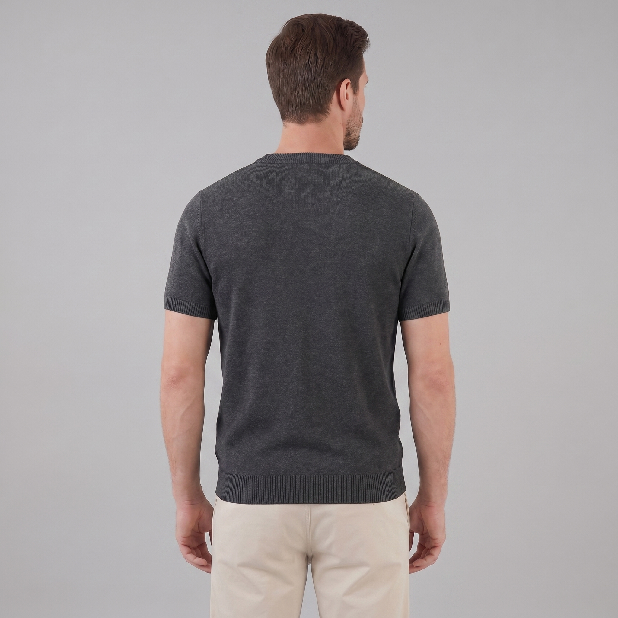 Men's Long Sleeve T-Shirt Casual Textured Crew Neck