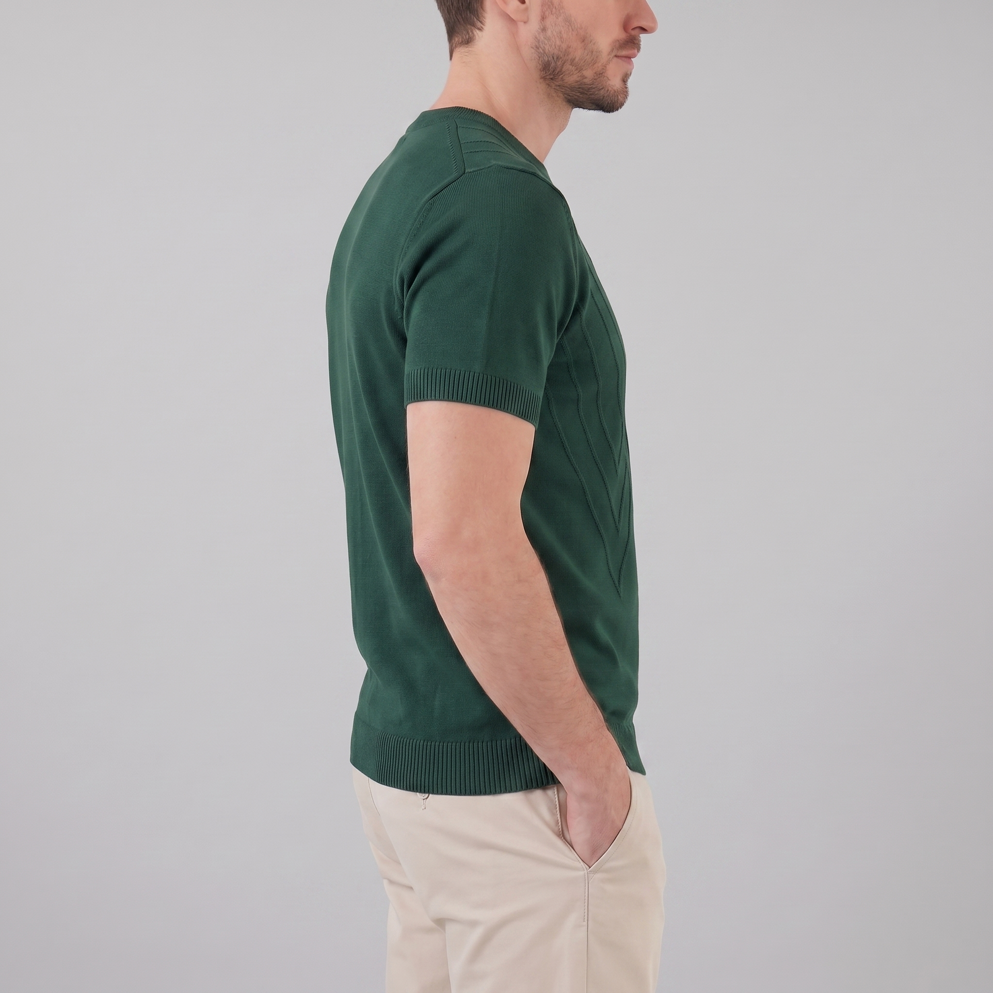 Men's Long Sleeve T-Shirt Casual Textured Crew Neck
