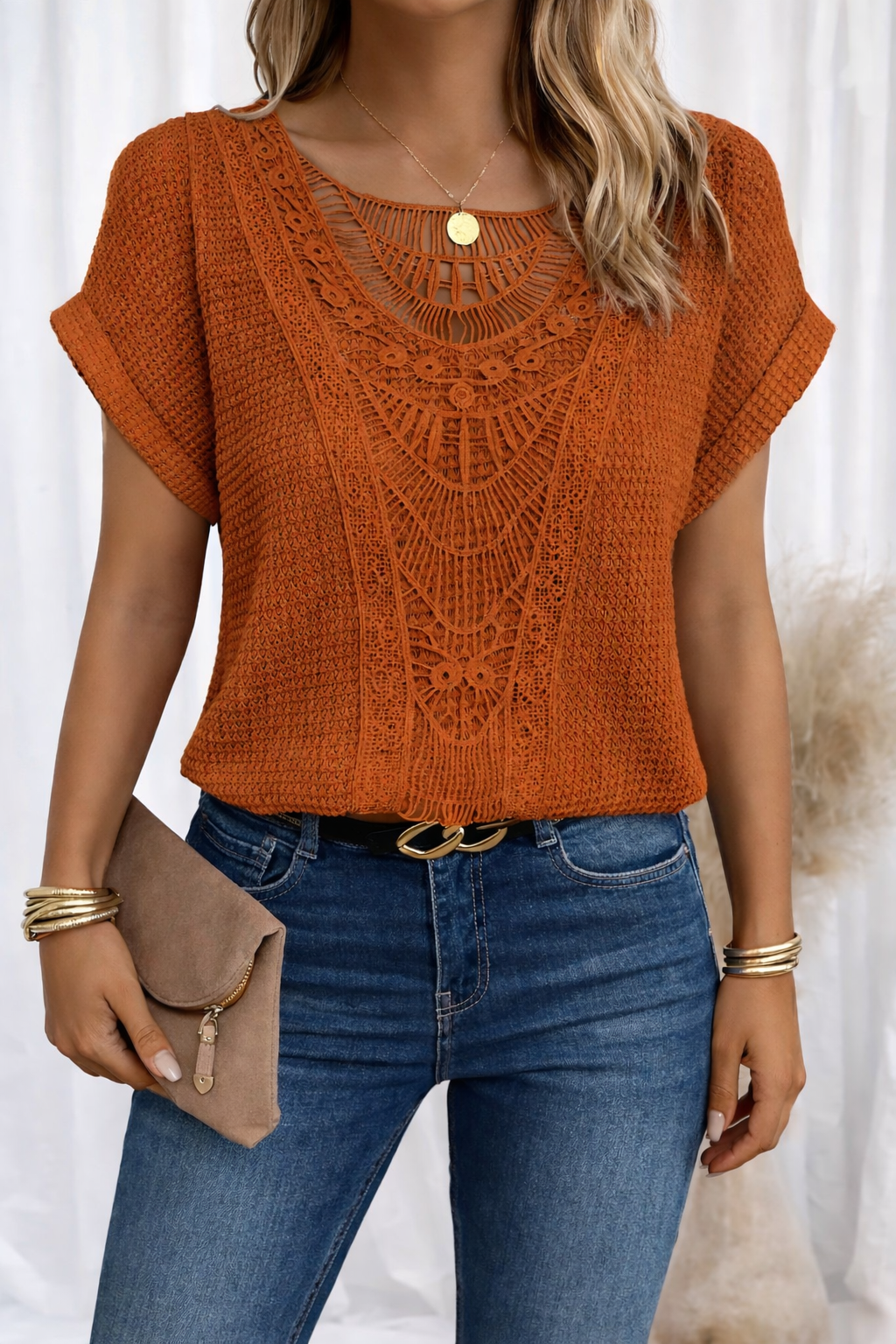 Women's Round Neck Lace Elegant Casual Comfortable Daily