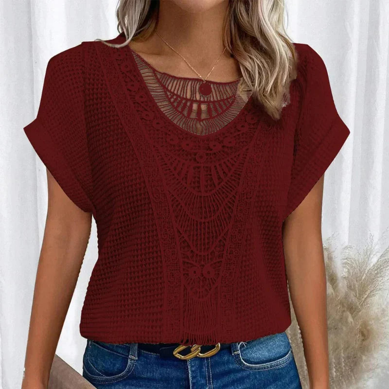 Women's Round Neck Lace Elegant Casual Comfortable Daily