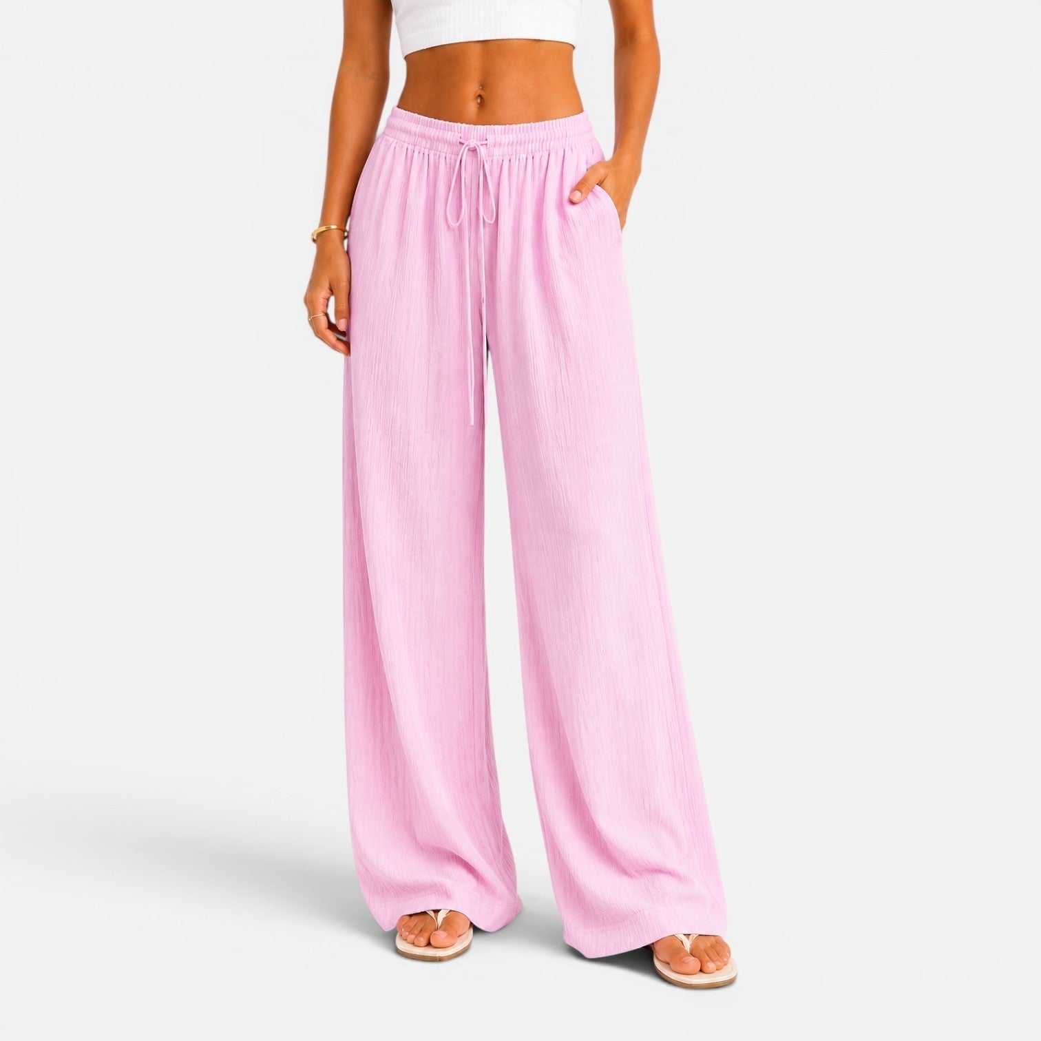 Wide Leg Pants Women Elastic Waist Comfort Fit Casual