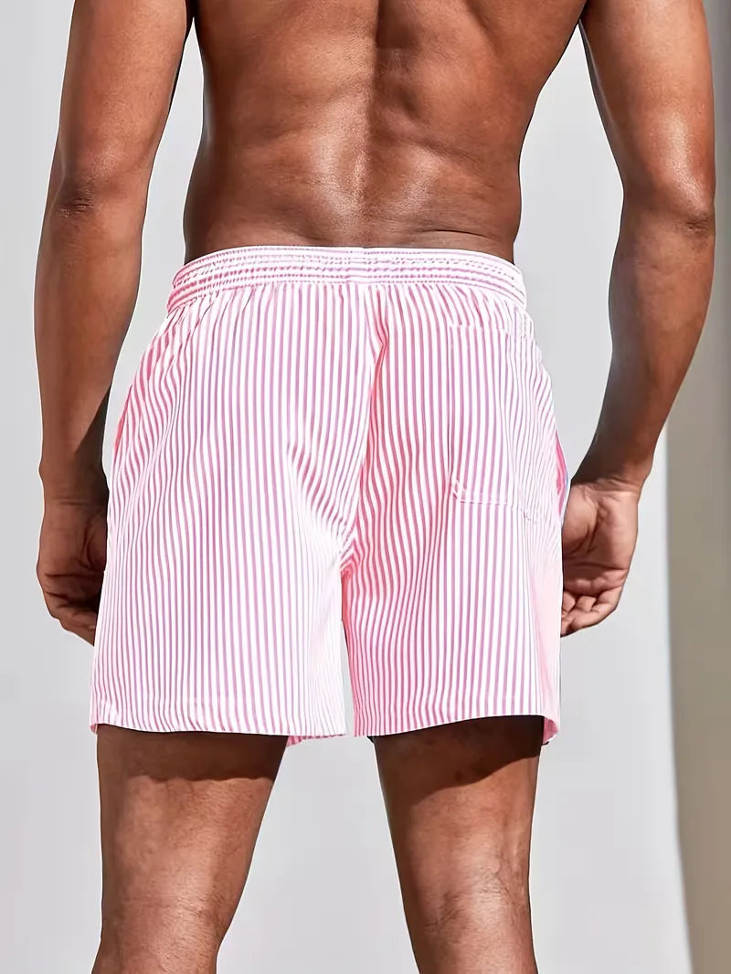 Men's Striped Swim Shorts Regular Fit Summer Beach